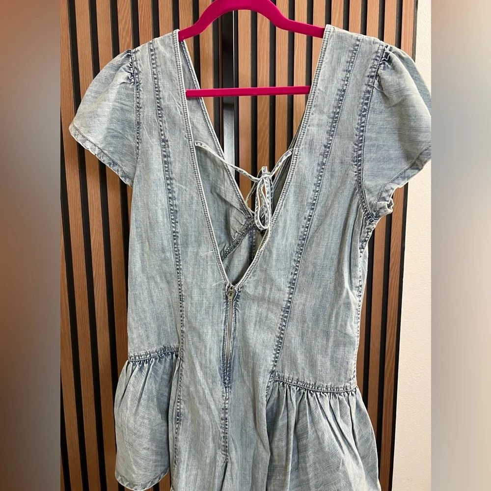 Free People Blue Denim Zip-Up Romper - Picture 3 of 5